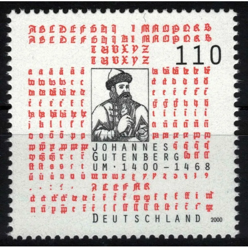 Johannes Gutenberg et personnages typographiques